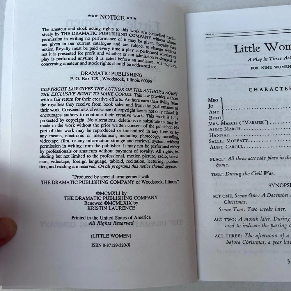Louisa May Alcott’s Little Women Dramatization In Three Acts Kristin Laurence